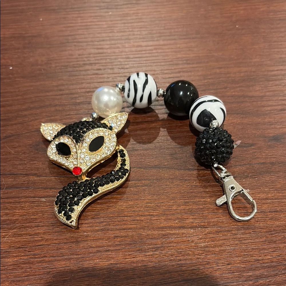 Black and Gold Fox Bag Charm
